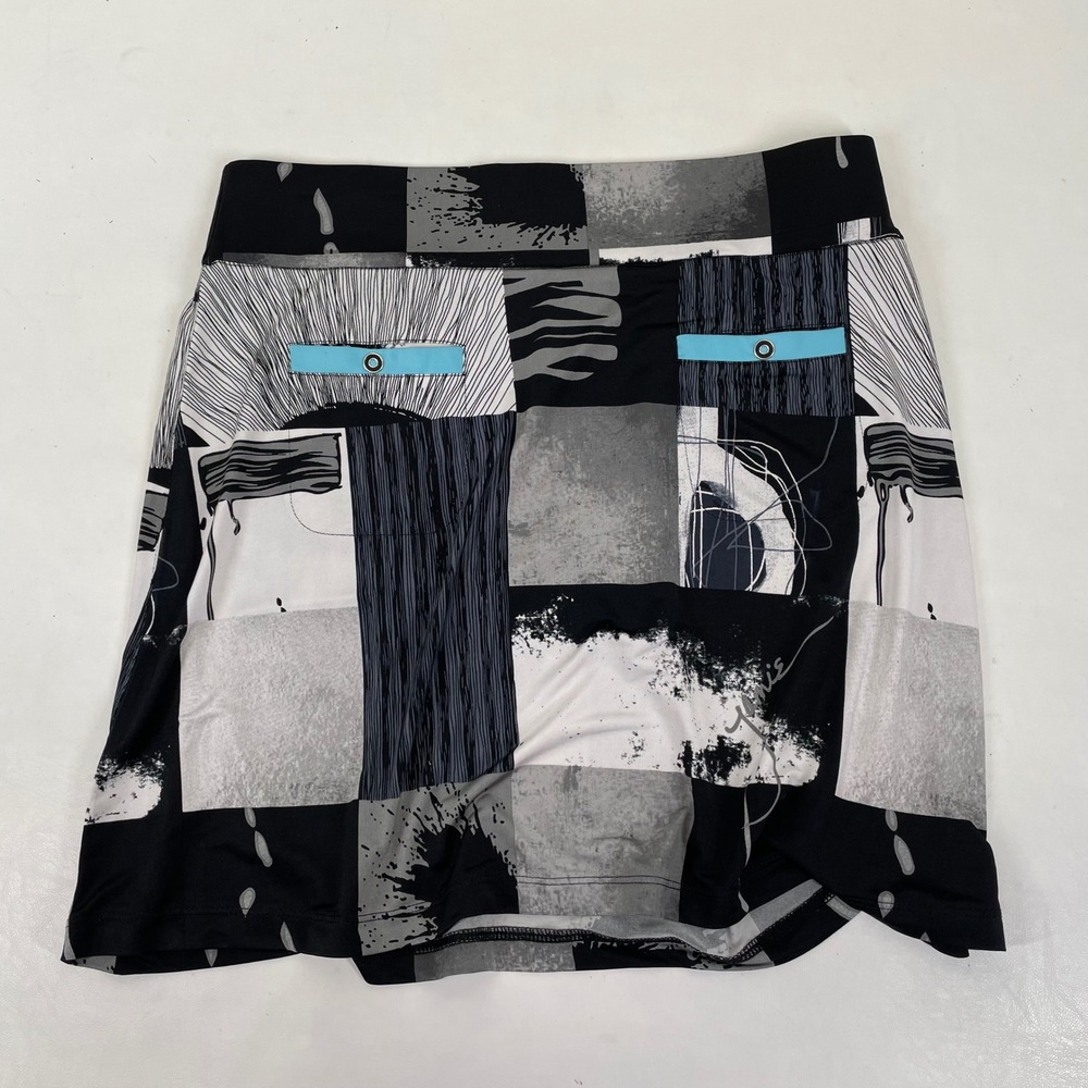 Jamie Sadock Womens Abstract Geometric Golf Skort Black White Turquoise Size M - Picture 2 of 4